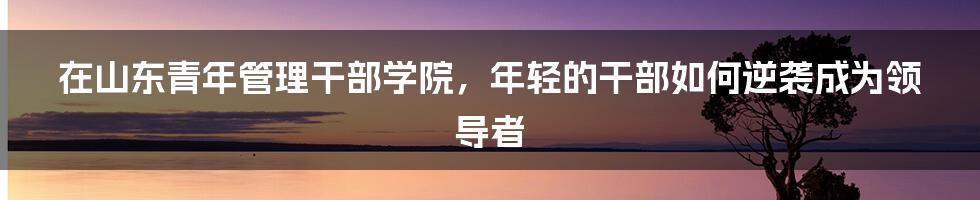 在山东青年管理干部学院,年轻的干部如何逆袭成为领导者