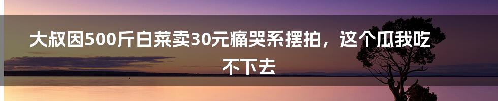 大叔因500斤白菜卖30元痛哭系摆拍，这个瓜我吃不下去