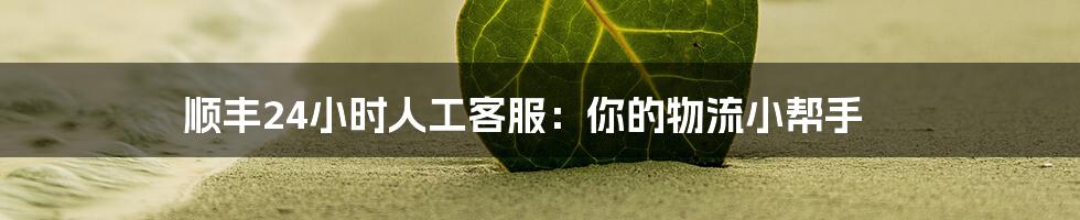 顺丰24小时人工客服：你的物流小帮手