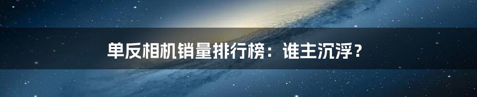 单反相机销量排行榜:谁主沉浮?
