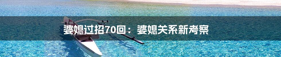 婆媳过招70回:婆媳关系新考察