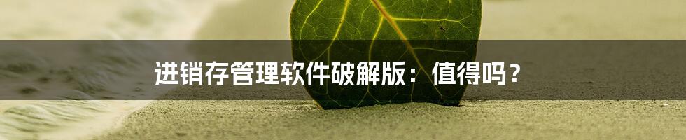 进销存管理软件破解版：值得吗？