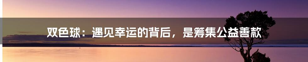 双色球：遇见幸运的背后，是筹集公益善款