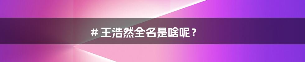 # 王浩然全名是啥呢?