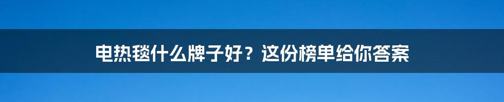 电热毯什么牌子好？这份榜单给你答案