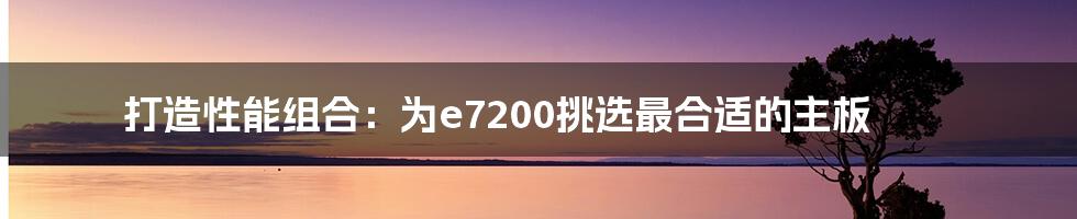 打造性能组合：为e7200挑选最合适的主板