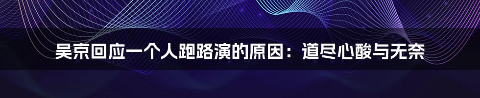 吴京回应一个人跑路演的原因:道尽心酸与无奈