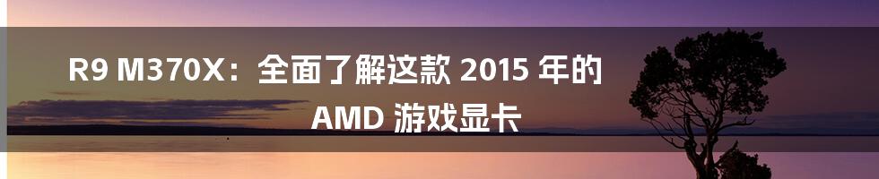 R9 M370X：全面了解这款 2015 年的 AMD 游戏显卡