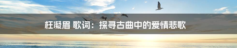 枉凝眉 歌词:探寻古曲中的爱情悲歌