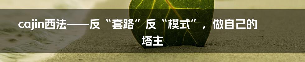 cajin西法——反“套路”反“模式”，做自己的塔主