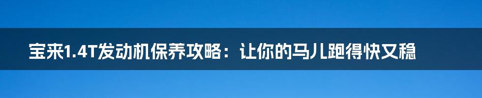 宝来1.4T发动机保养攻略:让你的马儿跑得快又稳