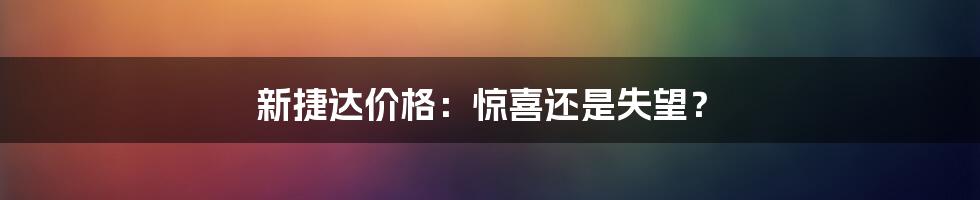 新捷达价格：惊喜还是失望？