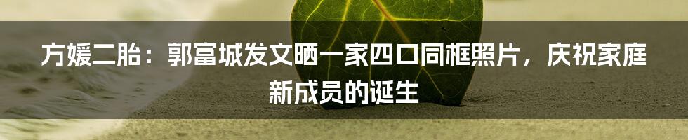 方媛二胎：郭富城发文晒一家四口同框照片，庆祝家庭新成员的诞生