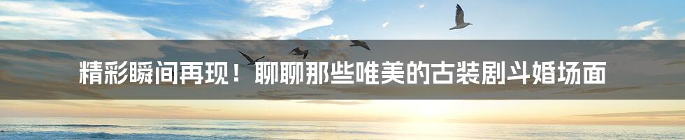 精彩瞬间再现!聊聊那些唯美的古装剧斗婚场面