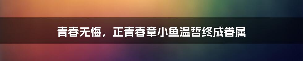 青春无悔，正青春章小鱼温哲终成眷属