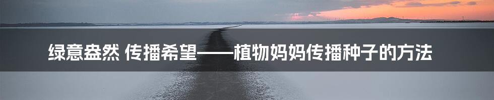 绿意盎然 传播希望——植物妈妈传播种子的方法
