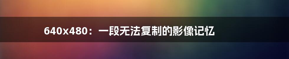 640x480:一段无法复制的影像记忆