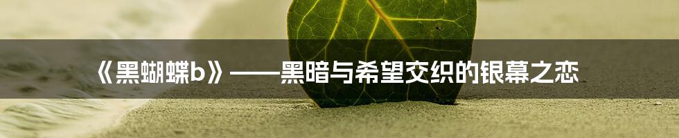 《黑蝴蝶b》——黑暗与希望交织的银幕之恋