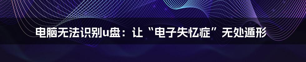 电脑无法识别u盘:让“电子失忆症”无处遁形