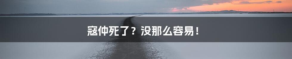 寇仲死了?没那么容易!