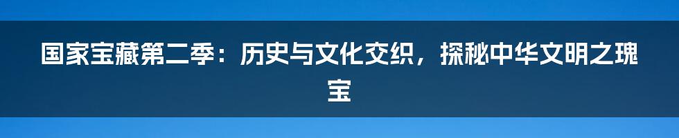 国家宝藏第二季:历史与文化交织,探秘中华文明之瑰宝