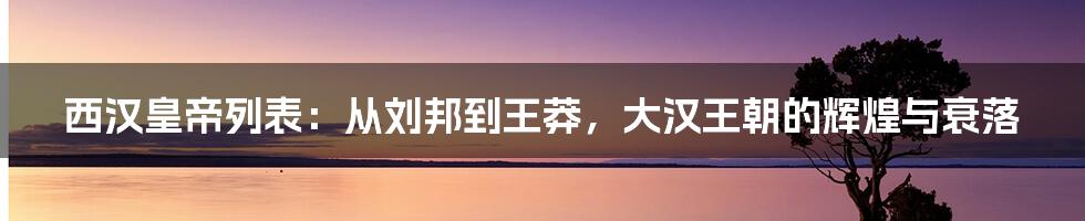 西汉皇帝列表：从刘邦到王莽，大汉王朝的辉煌与衰落