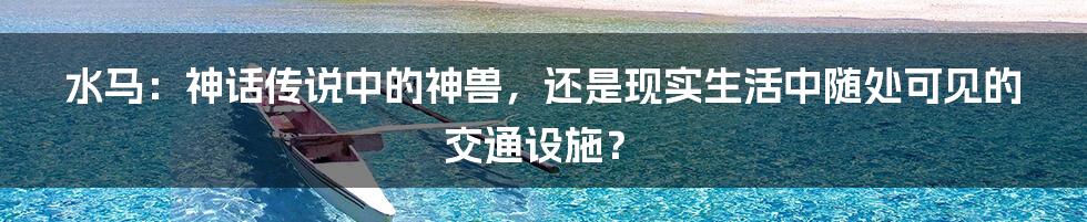 水马：神话传说中的神兽，还是现实生活中随处可见的交通设施？