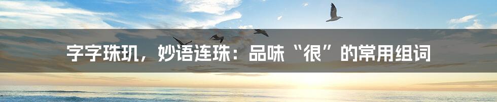 字字珠玑,妙语连珠:品味“很”的常用组词