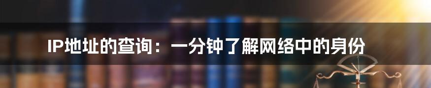 IP地址的查询：一分钟了解网络中的身份