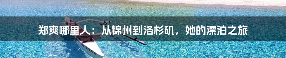 郑爽哪里人：从锦州到洛杉矶，她的漂泊之旅