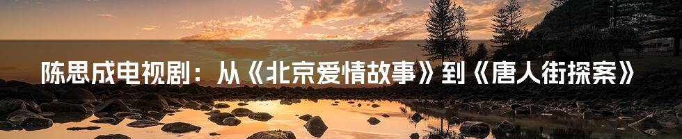 陈思成电视剧：从《北京爱情故事》到《唐人街探案》