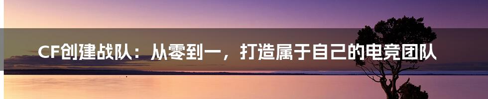 CF创建战队:从零到一,打造属于自己的电竞团队