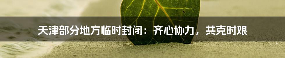 天津部分地方临时封闭:齐心协力,共克时艰
