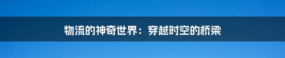 物流的神奇世界:穿越时空的桥梁