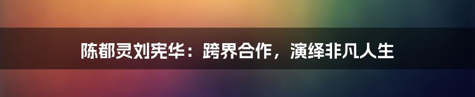 陈都灵刘宪华：跨界合作，演绎非凡人生