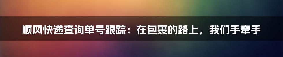 顺风快递查询单号跟踪：在包裹的路上，我们手牵手