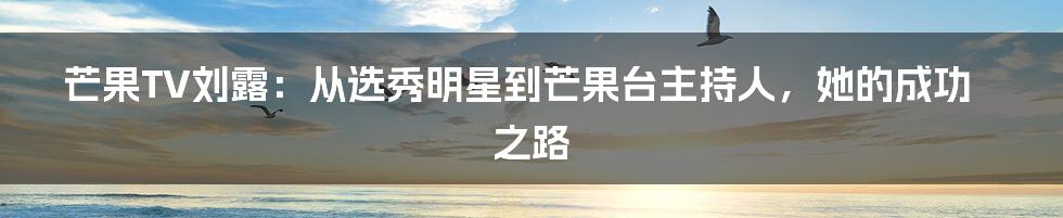 芒果TV刘露：从选秀明星到芒果台主持人，她的成功之路
