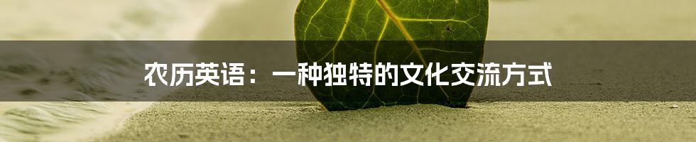 农历英语:一种独特的文化交流方式