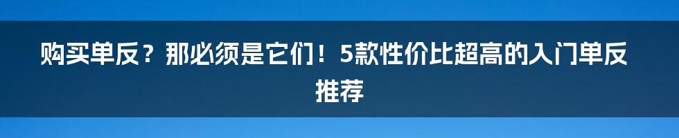 购买单反？那必须是它们！5款性价比超高的入门单反推荐