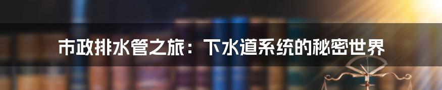 市政排水管之旅:下水道系统的秘密世界