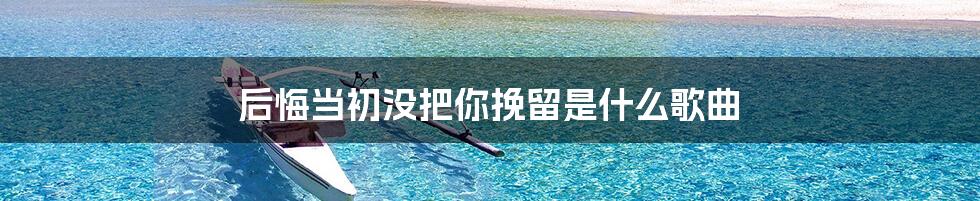 后悔当初没把你挽留是什么歌曲