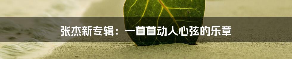张杰新专辑:一首首动人心弦的乐章