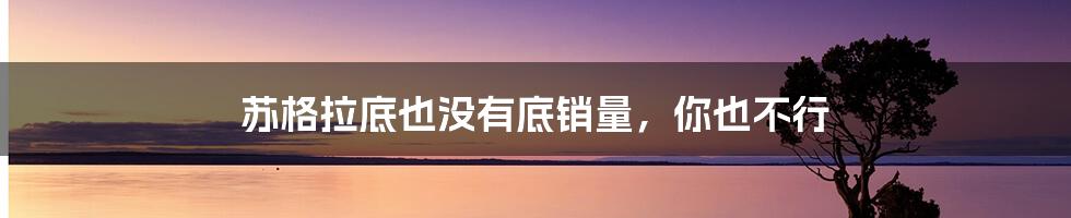 苏格拉底也没有底销量,你也不行