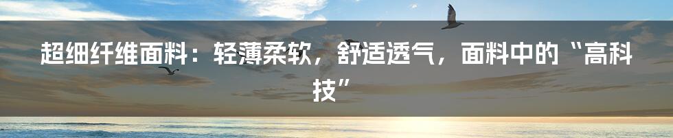 超细纤维面料：轻薄柔软，舒适透气，面料中的“高科技”