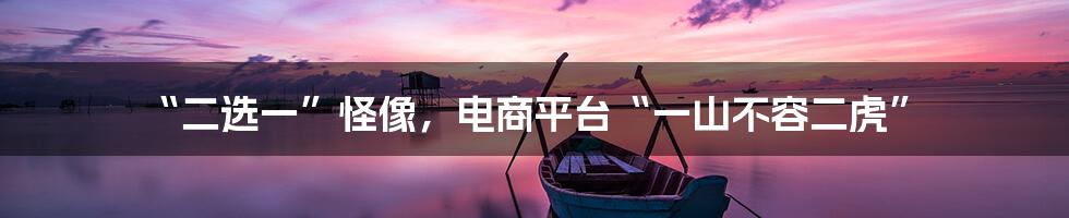 “二选一”怪像,电商平台“一山不容二虎”