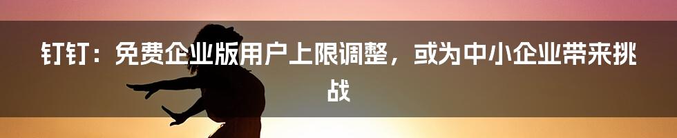 钉钉:免费企业版用户上限调整,或为中小企业带来挑战
