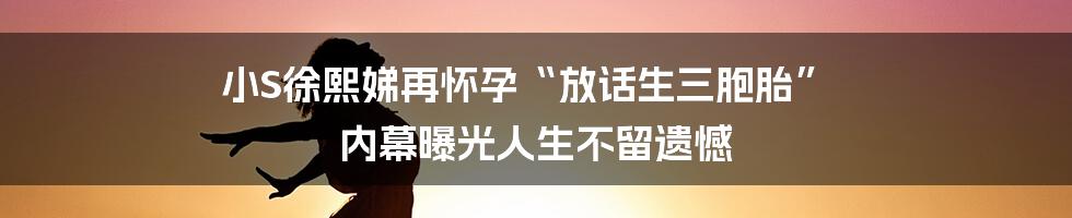 小S徐熙娣再怀孕“放话生三胞胎” 内幕曝光人生不留遗憾