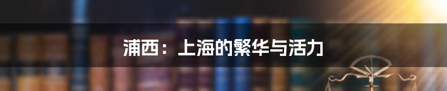 浦西:上海的繁华与活力