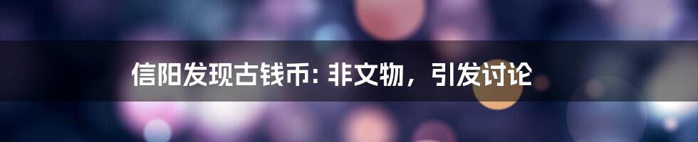 信阳发现古钱币: 非文物,引发讨论
