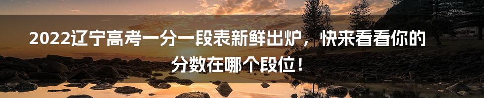 2022辽宁高考一分一段表新鲜出炉，快来看看你的分数在哪个段位！